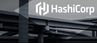 HashiCorp logo over grey back drop